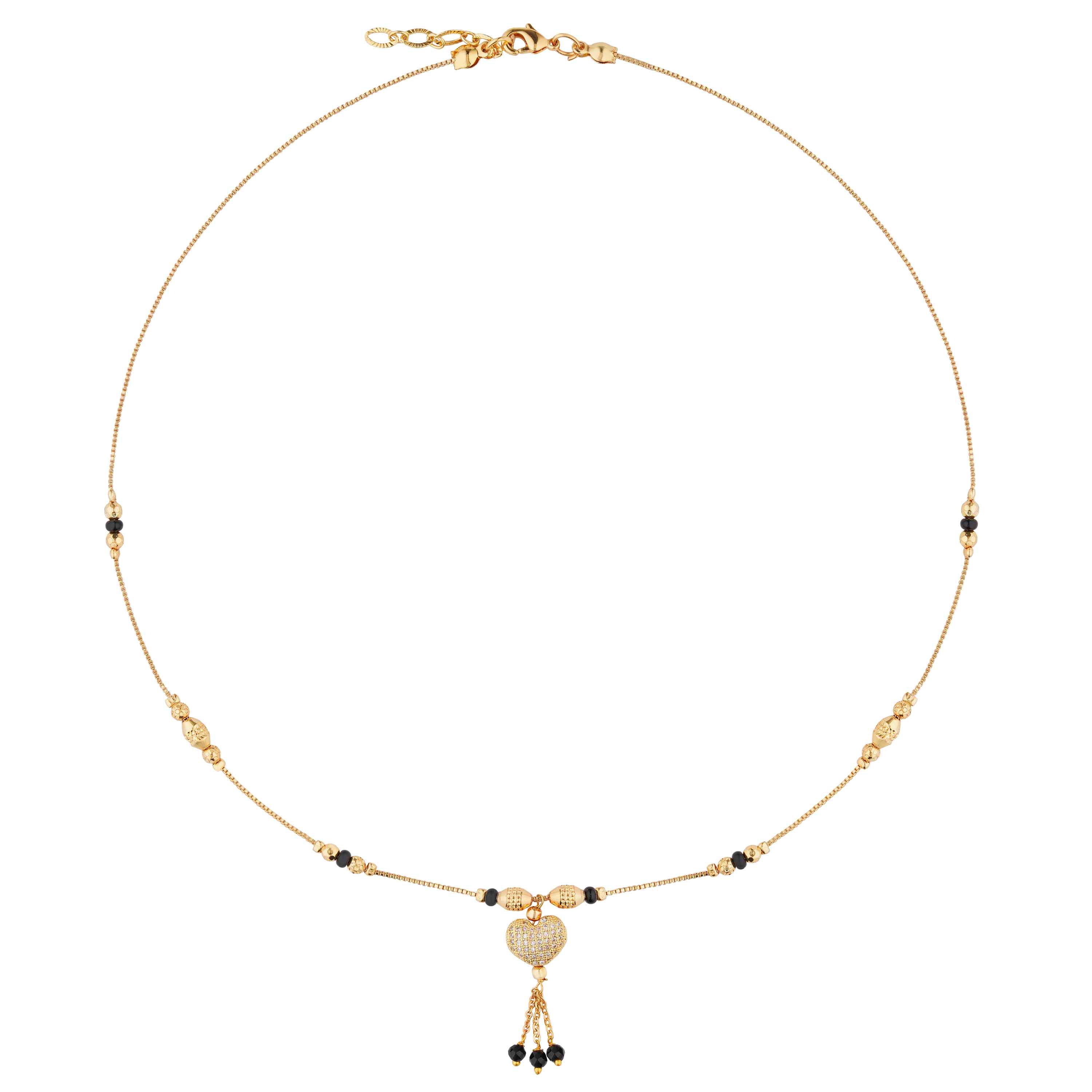 Anjali Gold Plated Mangalsutra black beads necklace Product Image 