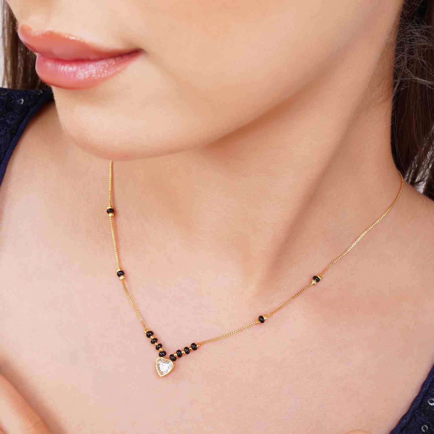 Black beaded Mahi mangalsutra necklace