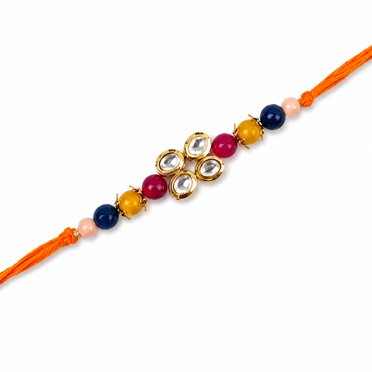 Kundan Stone Multicolor Cluster Rakhi