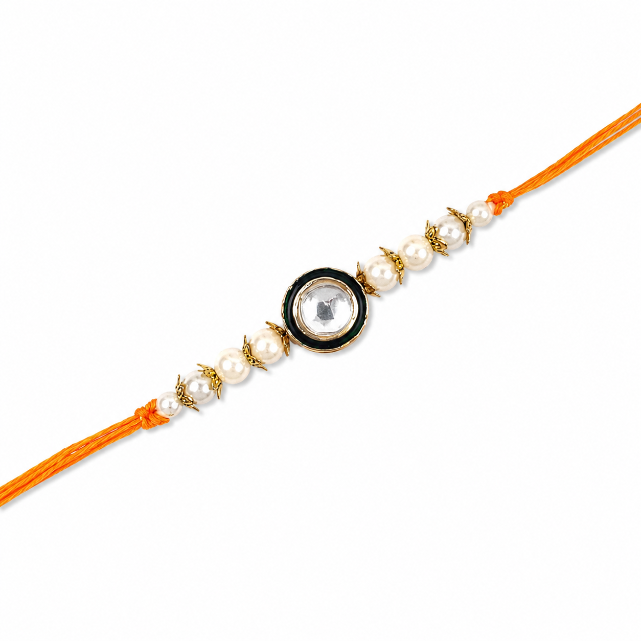 Pearl & Kundan Round Medallion Rakhi