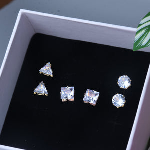 Praniti Solitaire Stud Earrings (3 Pair)