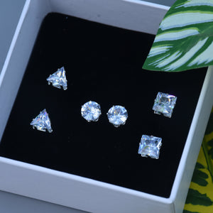 Praniti Solitaire Stud Earrings (3 Pair)