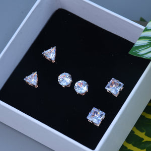 Praniti Solitaire Stud Earrings (3 Pair)