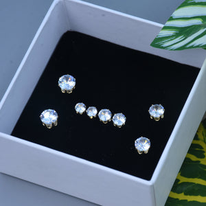 Revash Solitaire Studs Earrings ( 4 Pair )
