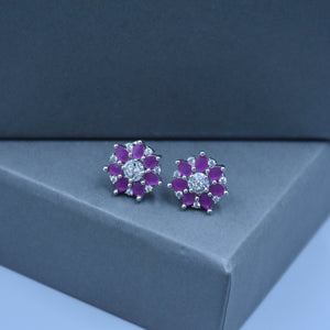 Elina CZ Diamond Cut Stud Earrings