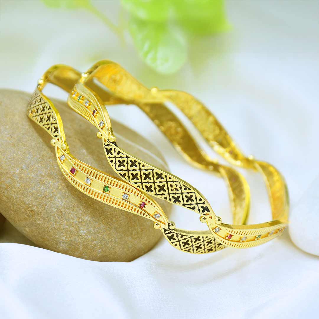 Akrithi Gold Plated Bangles ( Set of 2 )