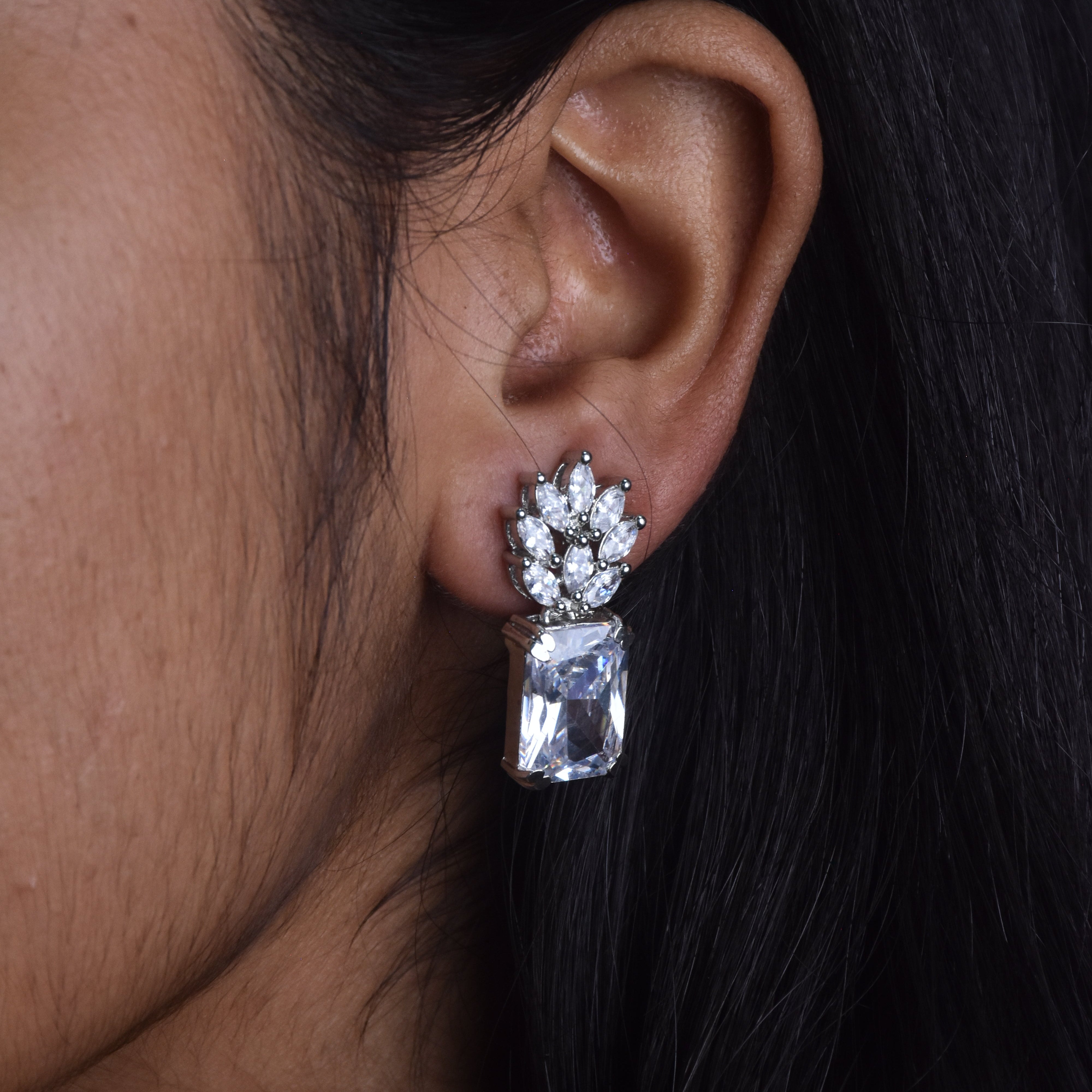 Saanvika CZ Diamond cut Stud Earrings