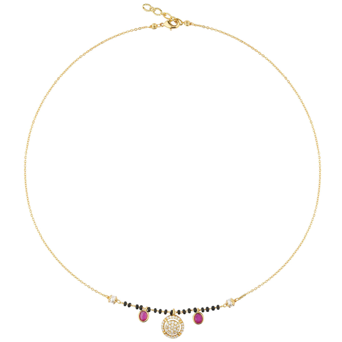 Gold plated mangalsutra with traditional black beads