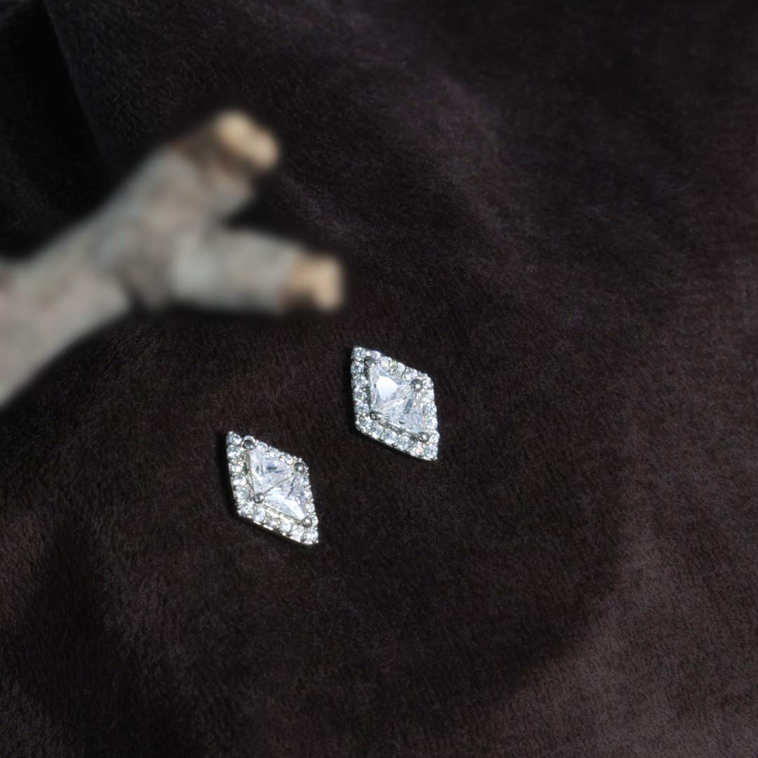 Sharvani CZ Diamond cut Stud Earrings