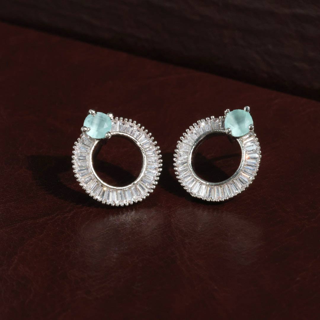 Ronavika CZ Diamond cut Stud Earrings