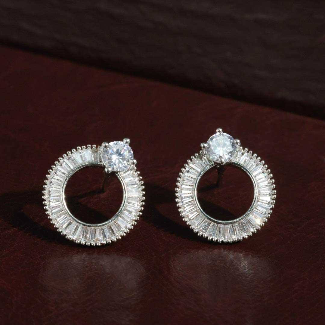 Ronavika CZ Diamond cut Stud Earrings