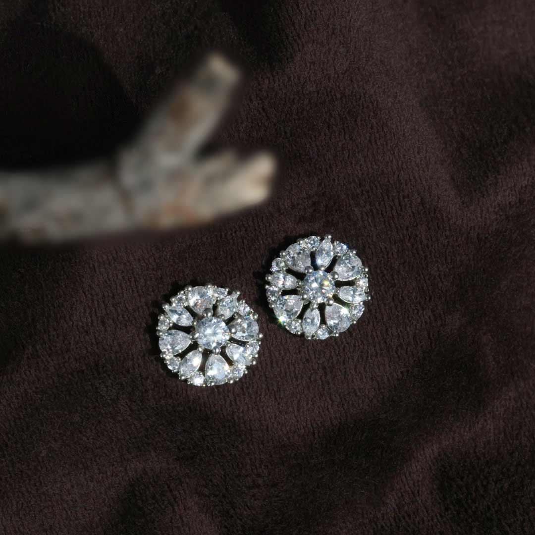 Charita CZ Diamond cut Stud Earrings