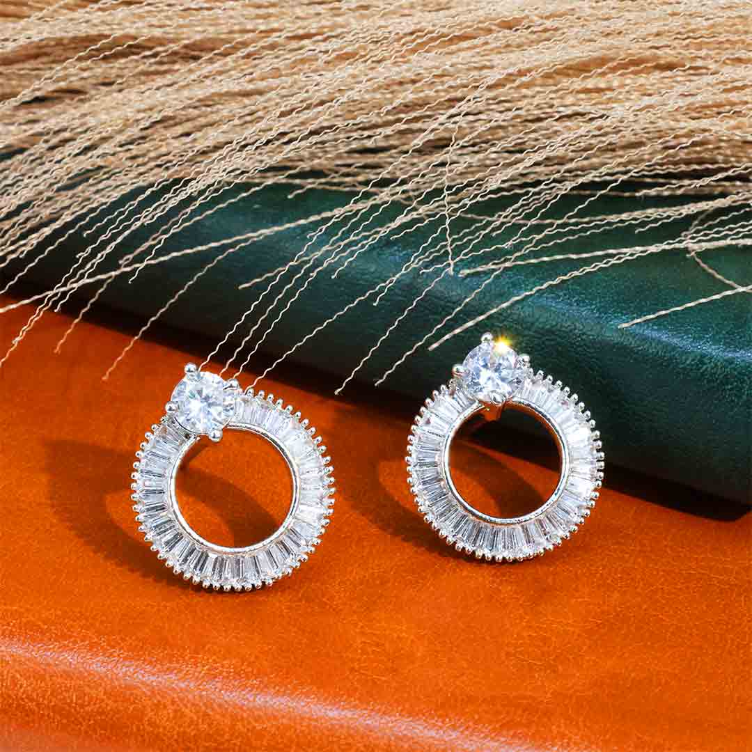 Ronavika CZ Diamond cut Stud Earrings