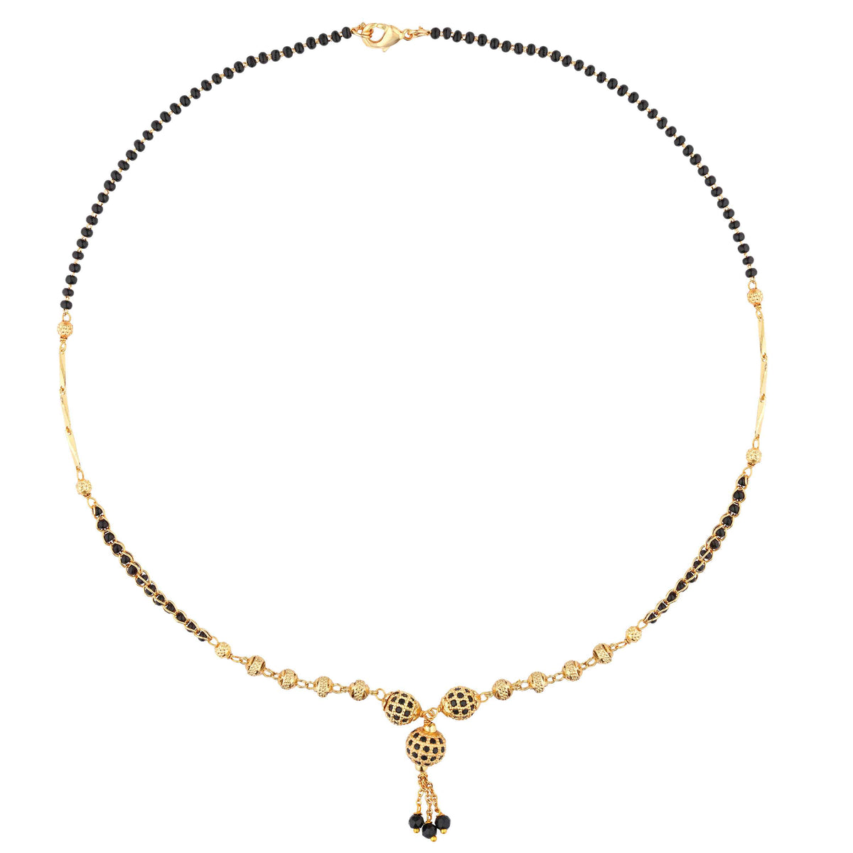 traditional gold plated mangalsutra white background 
